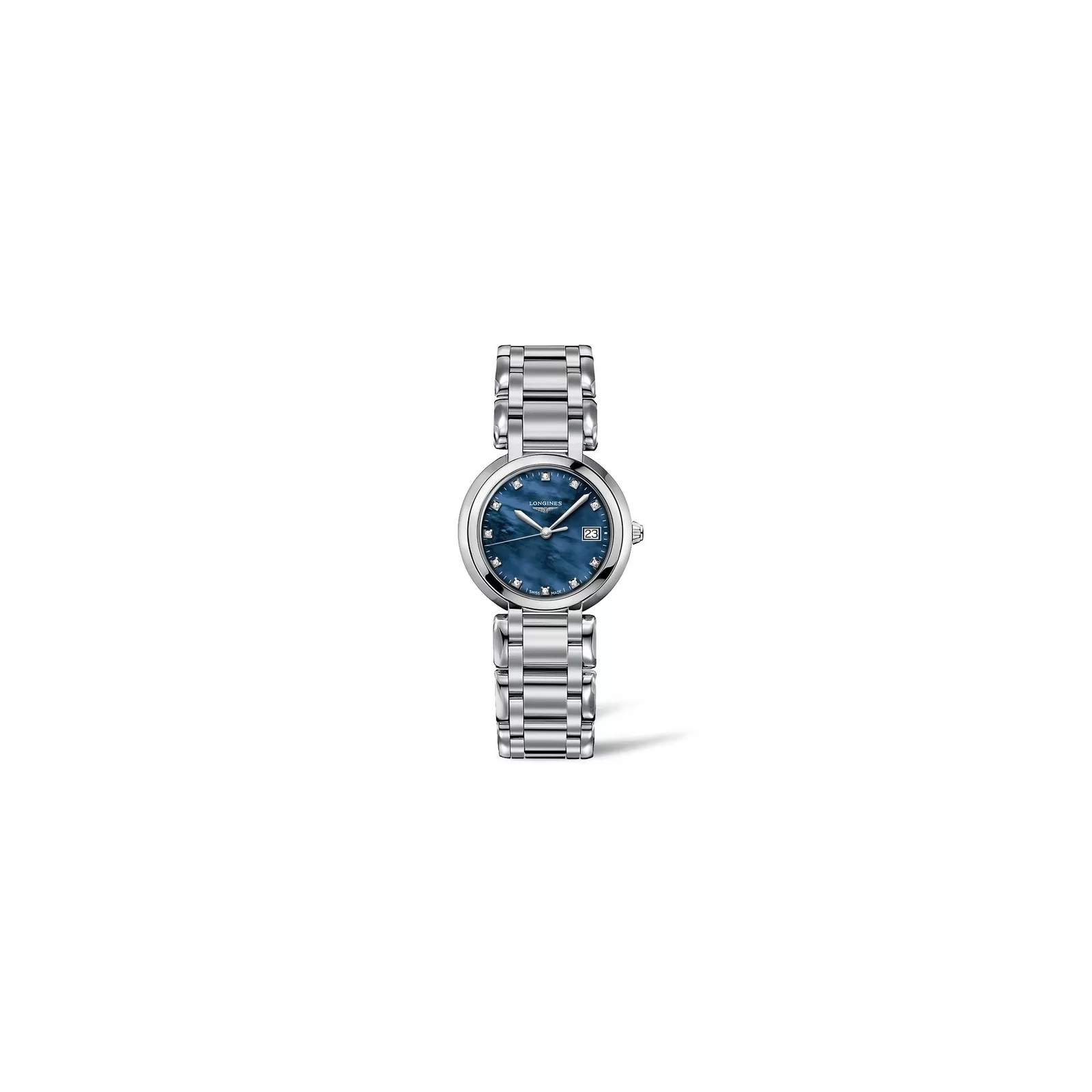 LONGINES PRIMALUNA WOMAN WATCH IN STEEL MOTHER OF PEARL DIAL BLUE