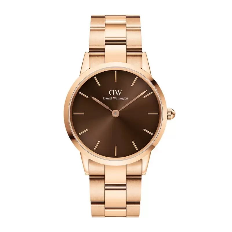 DANIEL WELLINGTON ICONIC LINK AMBER OROLOGIO IN ACCIAIO INOX 36 MM E QUADRANTE MARRONE