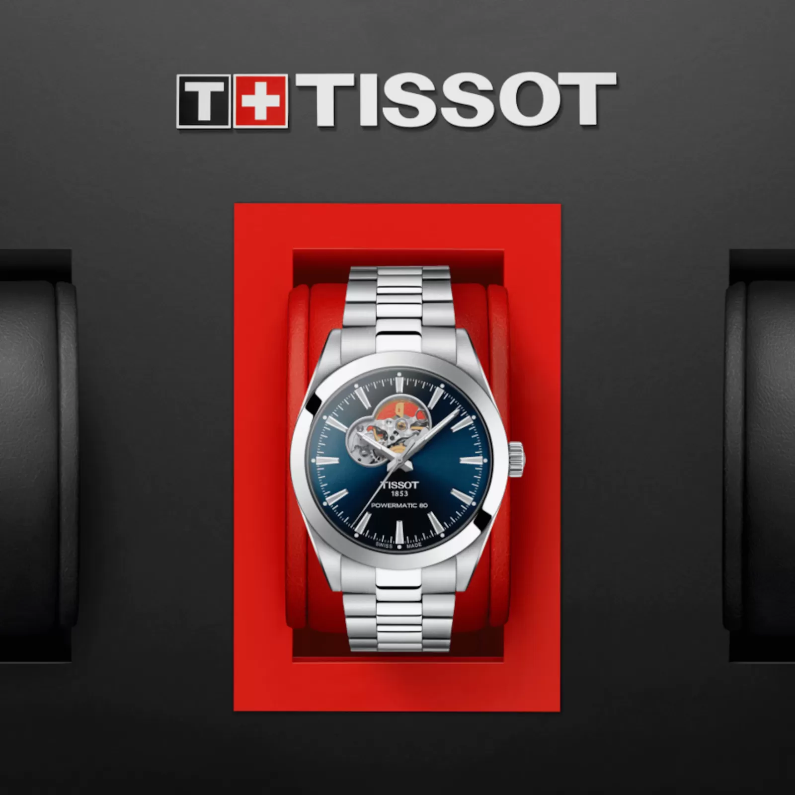 TISSOT GENTLEMAN POWERMATIC 80 AUTOMATIC WATCH OPEN HEART BLUE