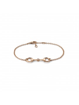 GUCCI HORSEBIT BRACELET WITH 18K ROSE GOLD CLAMP AND ONE DIAMOND