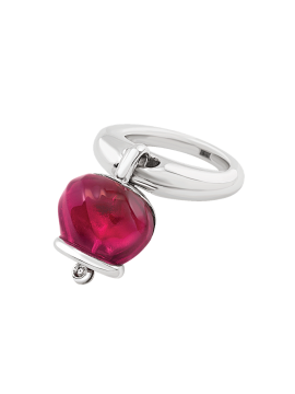 CHANTECLER MEDIUM BELL RING IN SILVER RESIN BURGUNDY COLOR AND 1 DIAMOND