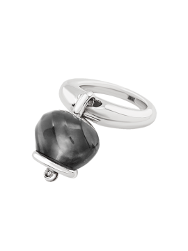CHANTECLER MEDIUM BELL RING IN SILVER RESIN BLACK COLOR AND 1 DIAMOND