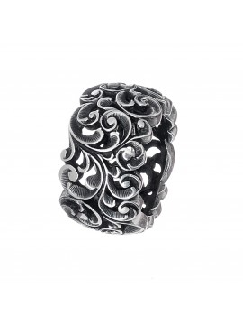 MARIAELUISA JEWELS WIDE BAND RING IN BURNISHED SILVER